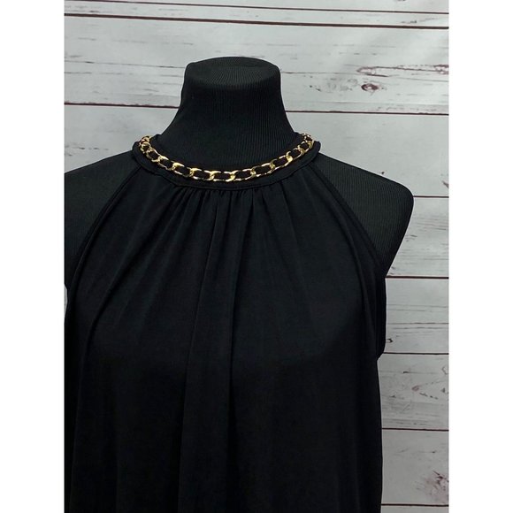 Lavish Black Gold Embellished Neck Women's Size Large Halter Style Flowy Elegant - Picture 6 of 8